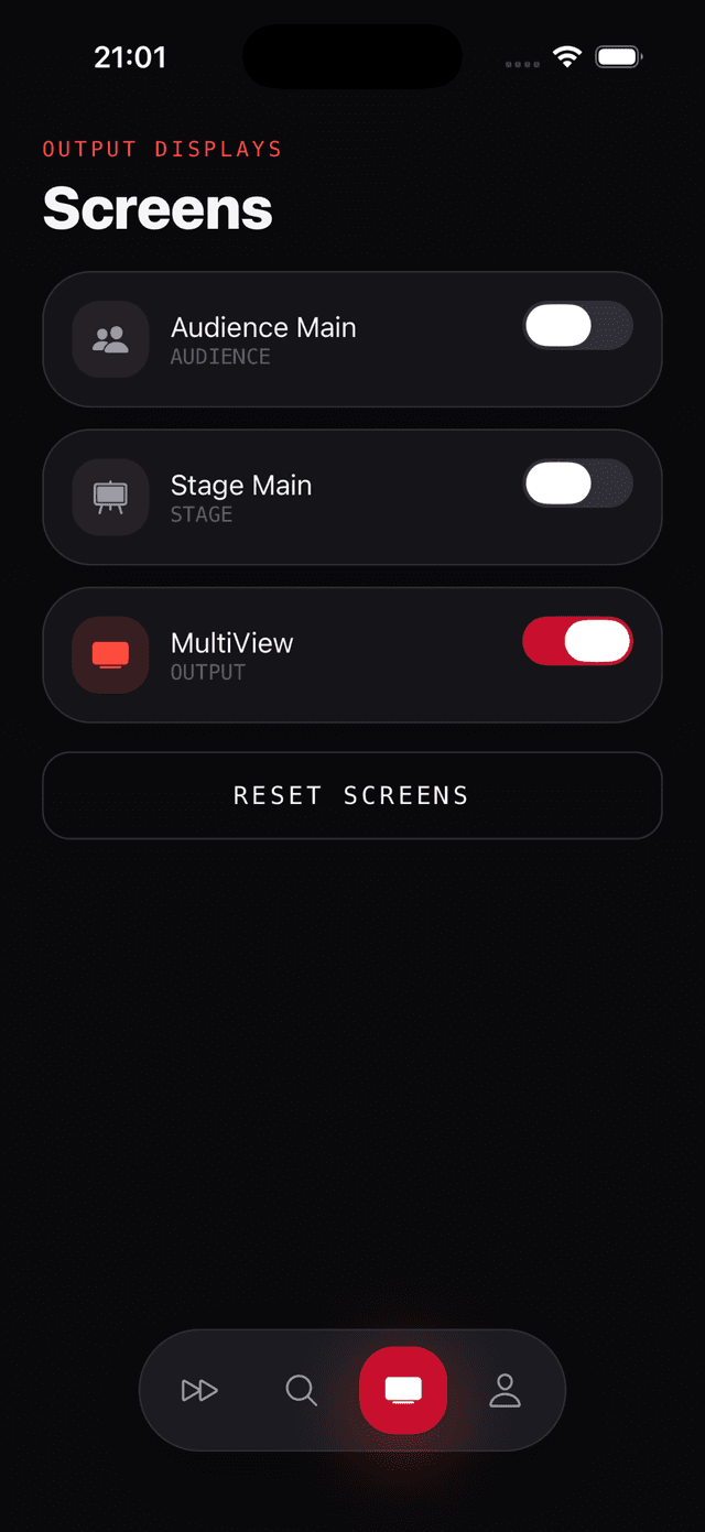 ACE Remote — screens overview